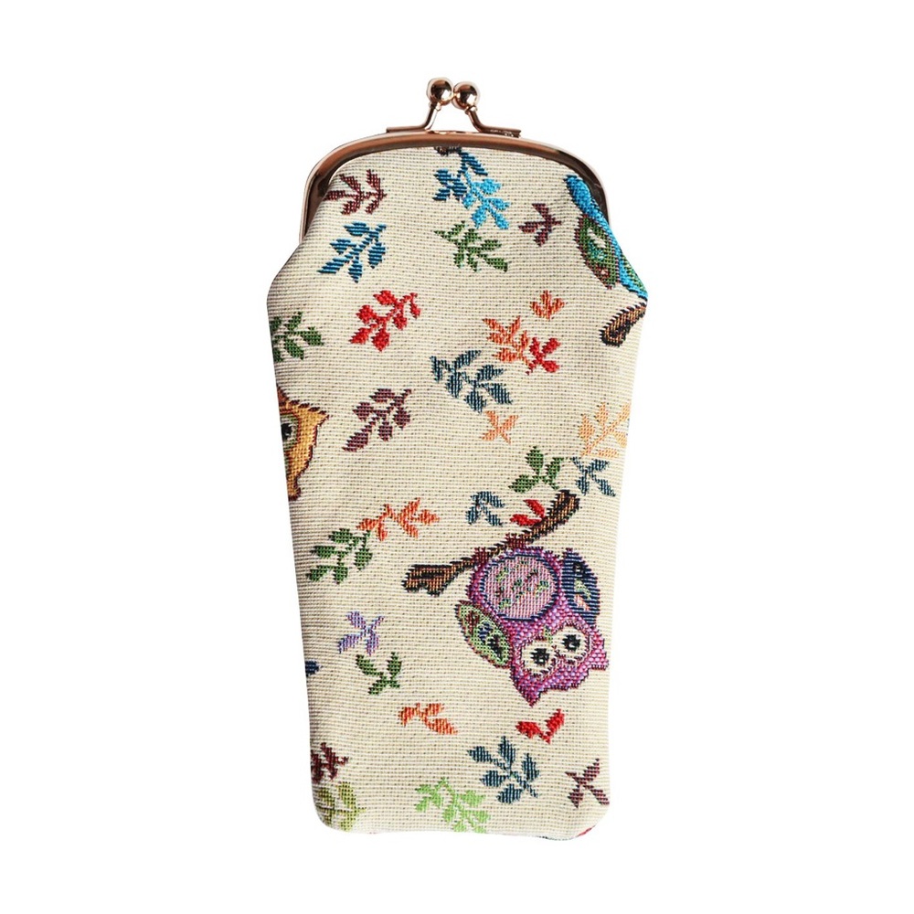 NWOT Signare Tapestry Glasses Case for Women Eyeglass Pouch With Owl Design